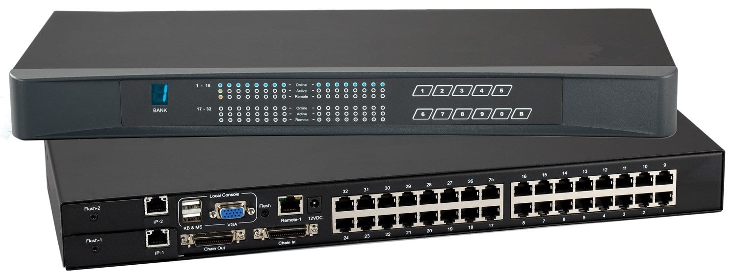 4 Console Cat5 32 Port IP KVM Switch (Part#Cat5M-IP232-4)