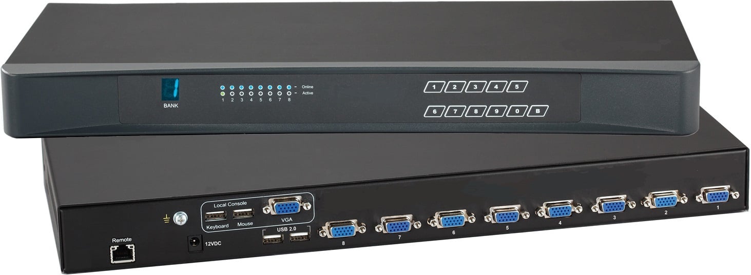 8 Port USB KVM Switch with 2 USB HUBS (Part#KVM-S8H)
