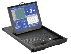 1U 19" LCD Rackmount Monitor with Real Optical Mouse, with 16 Port Cat5 KVM Switch (Part#RM-154-19-Cat5-16)