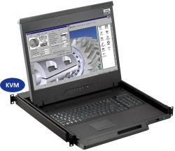 1U 17" Rackmount Console with 16 Port Cat6 KVM Switch