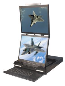 2U Dual Rackmount Monitor, 2 Vertical LCD Panels, Dual Slide Keyboard Drawer