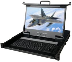 1U 17" Military Rackmount Console - Short Depth with Trackball 