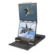 2U Dual Rackmount Monitor, 2 Vertical LCD Panels, Dual Slide Keyboard Drawer