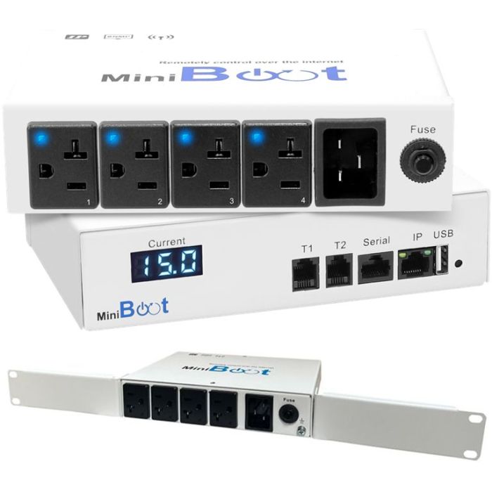 MiniBoot IP Remote Power Reboot PDU, 4 Switched Outlets, 15 Amp Smart PDU