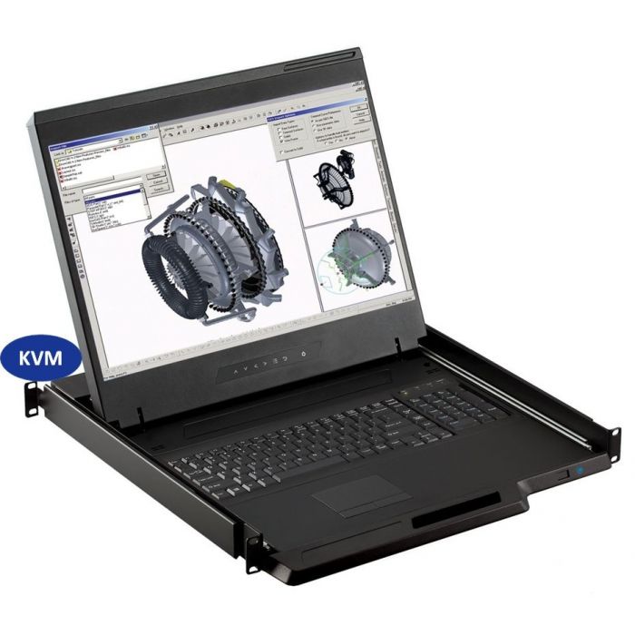 1U 19" LCD Rackmount Monitor with 16 Port KVM Over IP, SUN & iMAC Compatible (Part#RM-141-19W-1601)