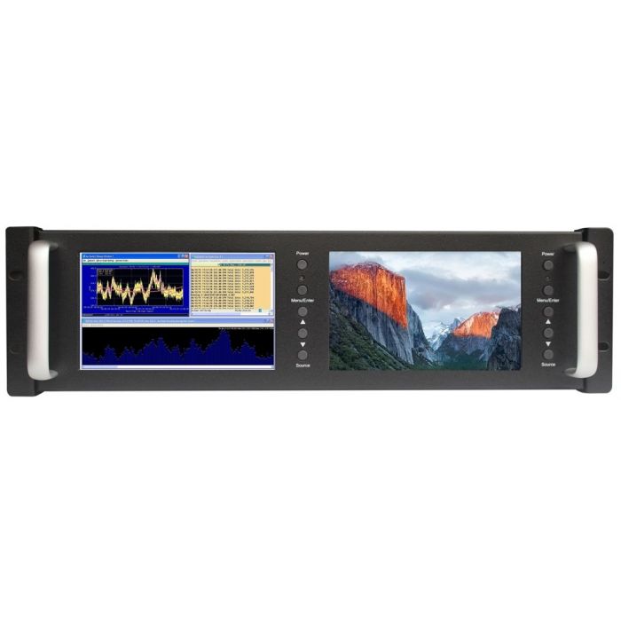 3U Dual 7" LCD Panel with 90 Degree Tilt (Part# RMP-161-77B)