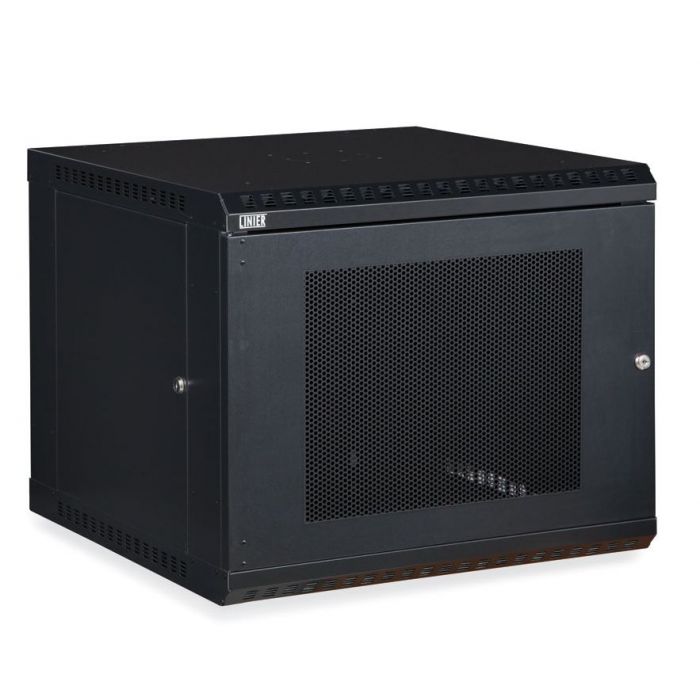 9U Wall Mount Rack with Removable Vented Front Door, 1 set of EIA 19" Rackmount Rails 