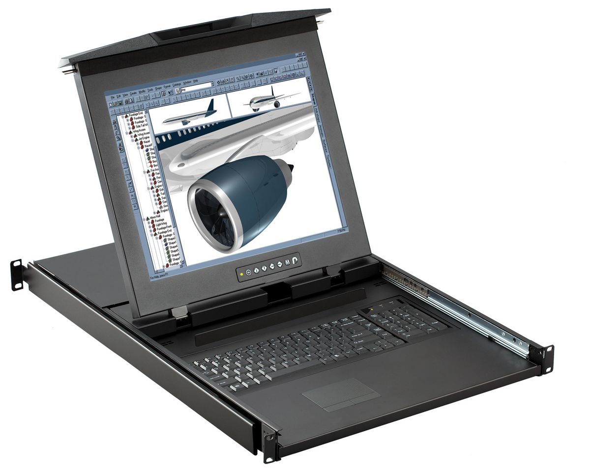 1U 19" Dual Slide Rackmount Monitor 