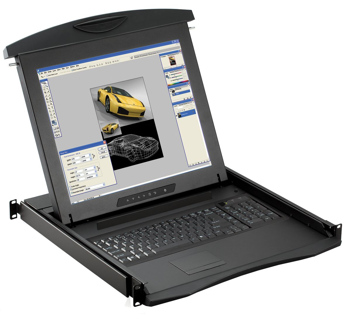 1U 19" Diamond Series Rackmount Monitor with integrated 16 port Cat6 KVM Switch