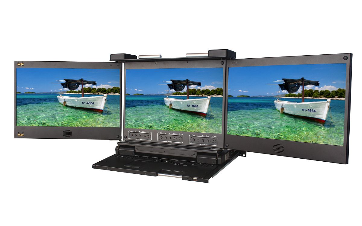 2U Triple LCD Keyboard Drawer 17" LCD (Part# RM-X17DAx3)