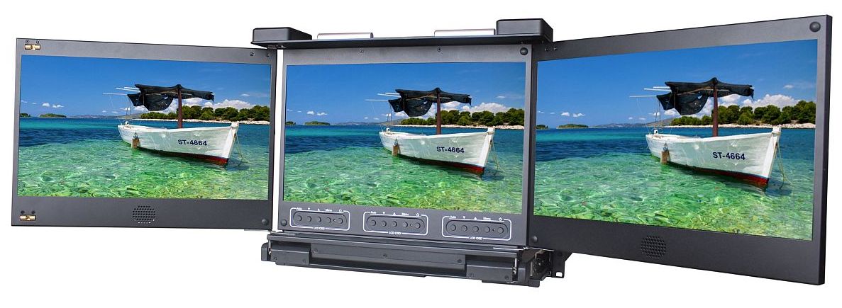 2U 17" Triple LCD Drawer / Dual Slide LCD (Part# RM--X17DAx3)