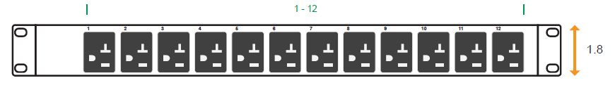 1U PDU - 110V / 20A, 12 x NEMA 5-20R, L5-20P Power Distribution Unit