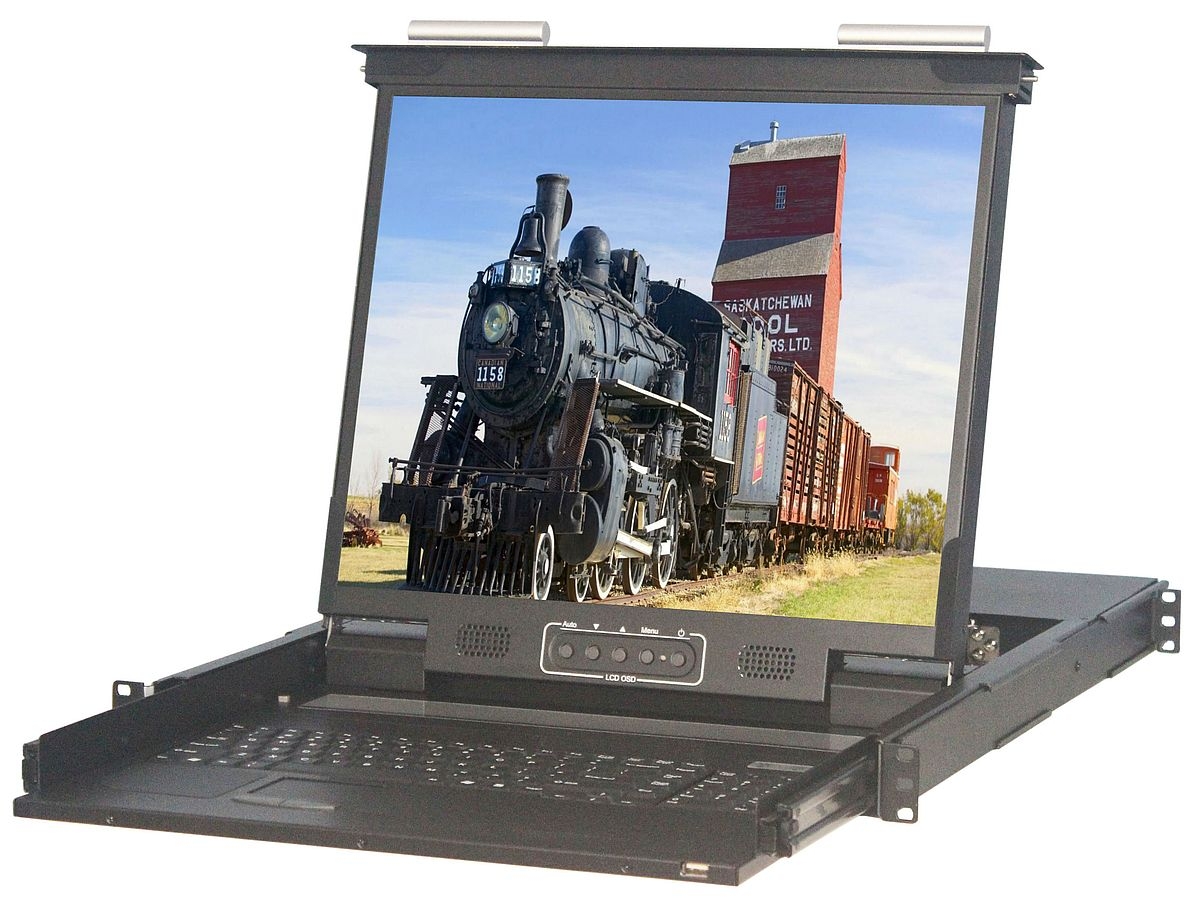 1U 19" 1280 X 1024 Rackmount Monitor with 8 Port DVI KVM Switch