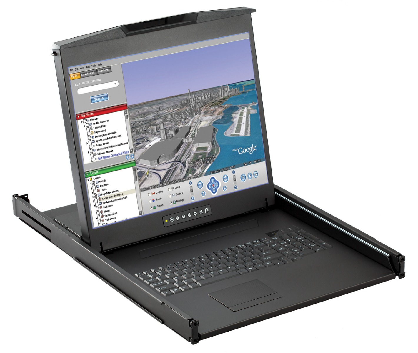 1U 20" Rackmount Monitor with 8 Port Cat5 KVM Switch