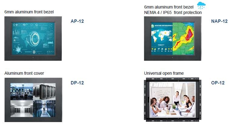 12" Industrial LCD Panel Frame Options