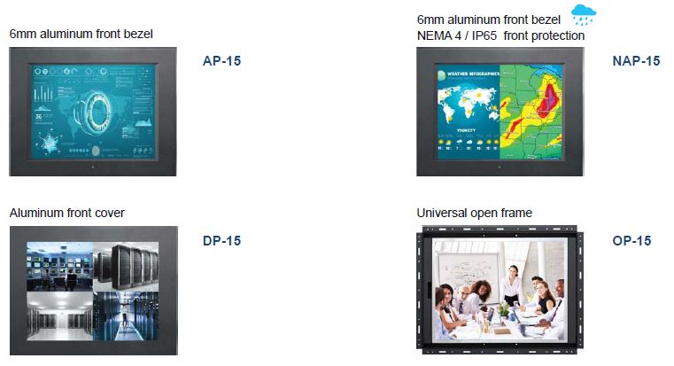 15" Industrial LCD Frame Options