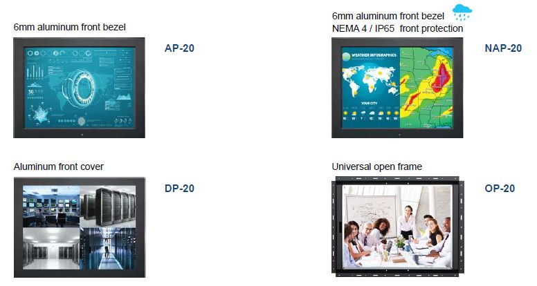 20" Industrial LCD Panel Frame Options