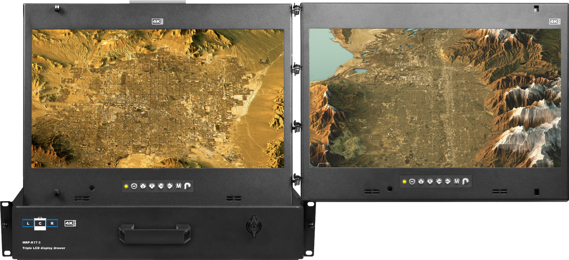 2U 17" Dual 4K Rackmount LCD Drawer, 2 DP1.2 Inputs