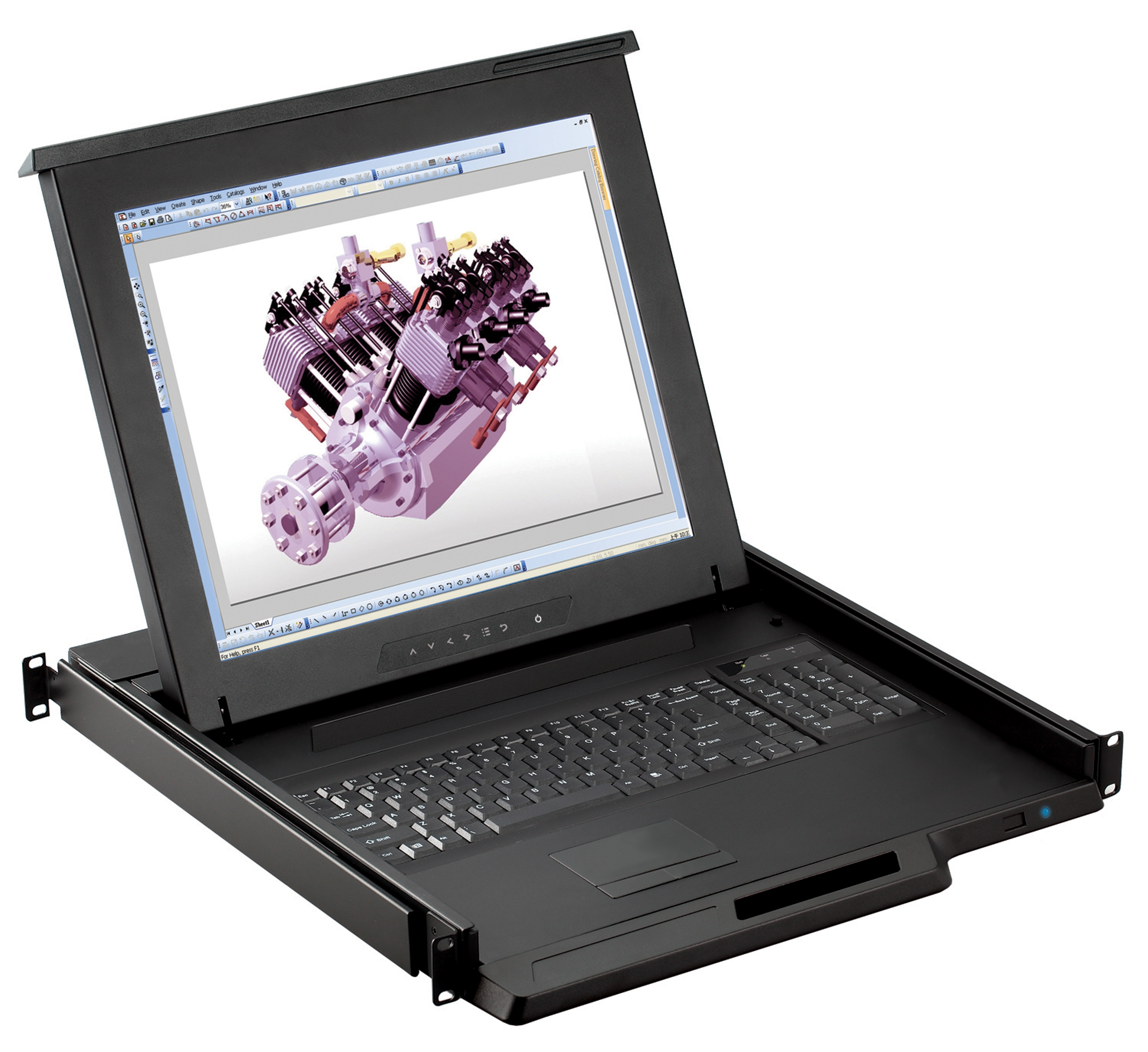 1U 19" LCD Rackmount Monitor, VGA Input with Touchpad  (Part#RM-111-19)