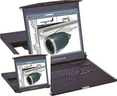1U 17" Dual Slide Rackmount Monitor, 104 Key Notebook Keyboard (Part#RM-113-17)