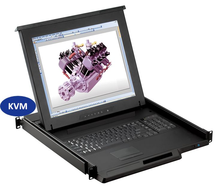 1U 17" LCD Rackmount Monitor W/ 8 Port COMBO USB/PS2 KVM, SUN & MAC Compatible (Part#RM-131-17-801)