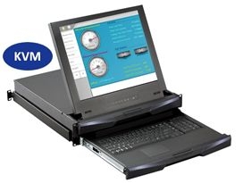 2U 19" Rackmount LCD, seperate sliding lockable keyboard & monitor W/ 32 Port Cat5 KVM Over IP (Part#RM-149-19-Cat5-IP32)