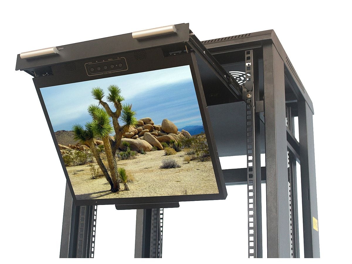 1U 19" Flip Down Rack Mount LCD Drawer