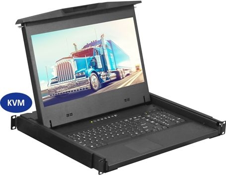 1U 17" 1920 X 1080 Rackmount Monitor With 8 Port KVM Switch