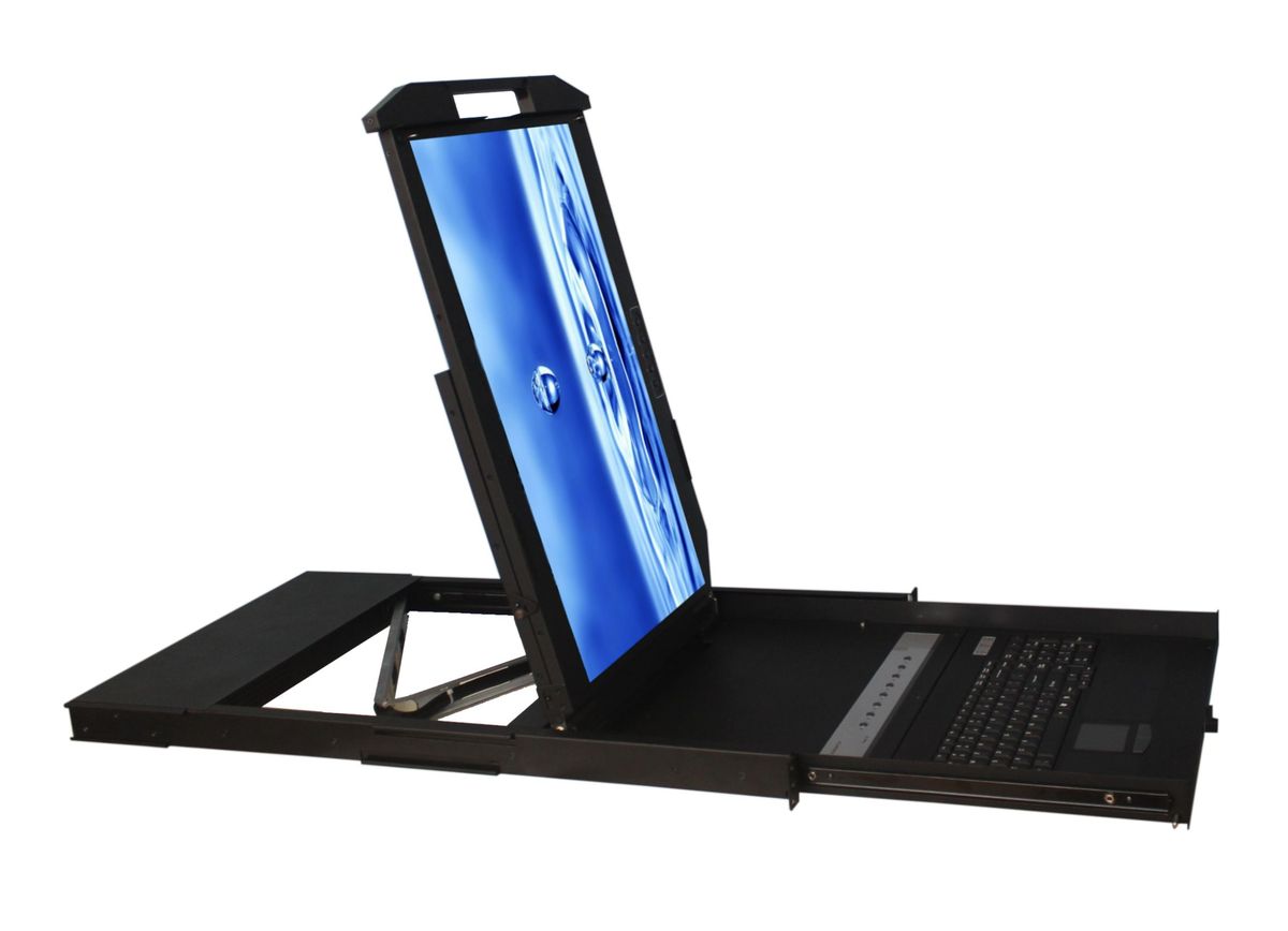 1U 24" Rotating Rackmount Monitor Side View 