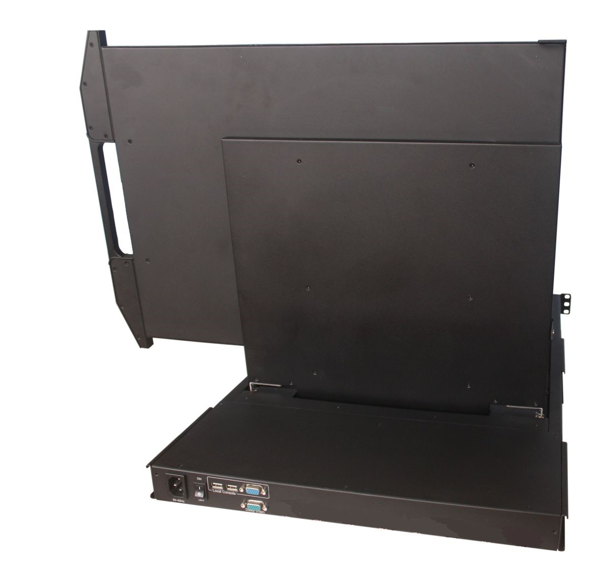 1U 24" Rotating 4K Rackmount Monitor Rear View (Part# RM-K24A-R)