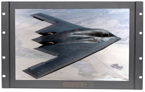7U 17-inch military-grade rackmount LCD display showing an aircraft image, designed for aerospace and defence applications.