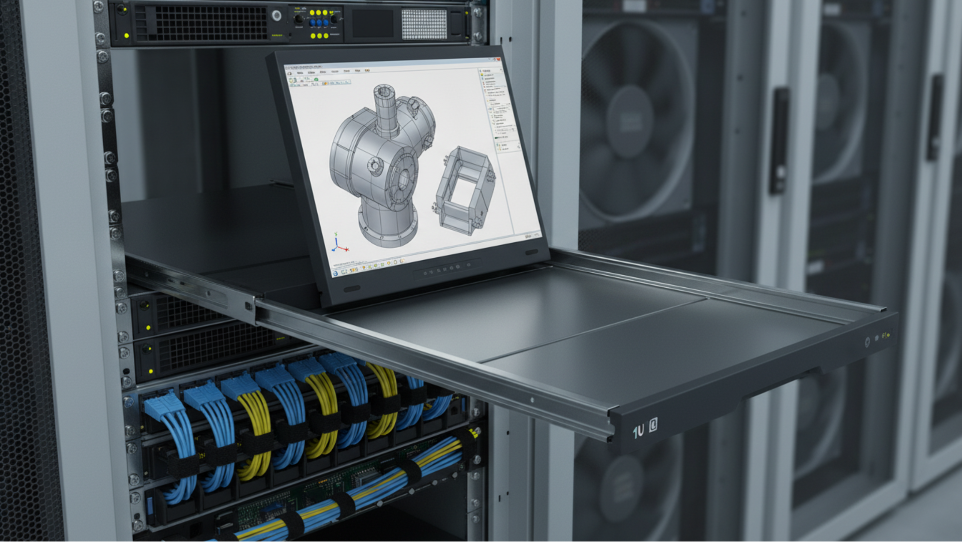 managing heat flow and wires in rakcmount monitor drawer