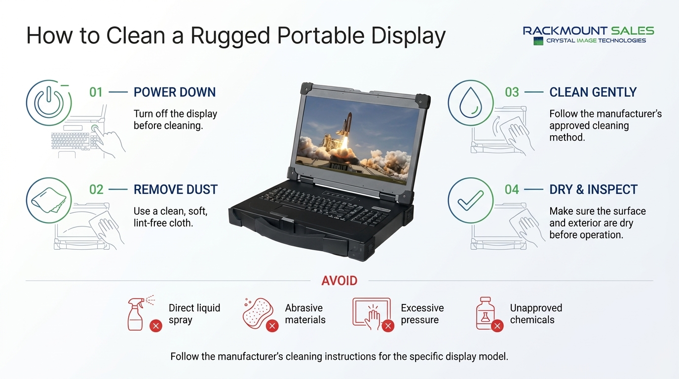 how to clean rugged portable display
